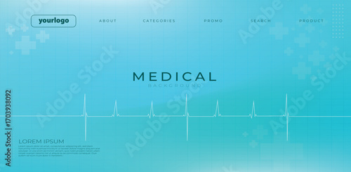 Clean blue medical background featuring an ECG heartbeat line, modern interface elements, and digital health icons. Perfect for healthcare presentations, hospital banners, medical websites, and pharma