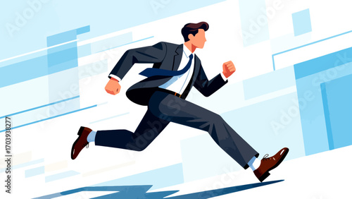 Business figures are running forward and sprinting, hand-drawn vector illustrations.