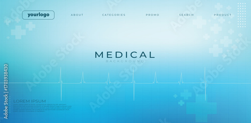 Clean blue medical background featuring an ECG heartbeat line, modern interface elements, and digital health icons. Perfect for healthcare presentations, hospital banners, medical websites, and pharma