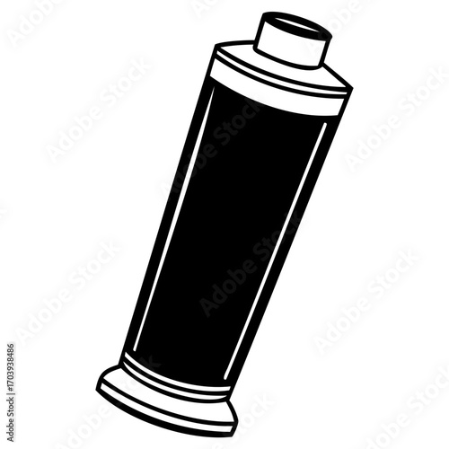 Illustration of a black and white tube, perfect for representing products like cosmetics, creams, or industrial components