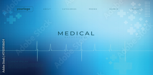 Clean blue medical background featuring an ECG heartbeat line, modern interface elements, and digital health icons. Perfect for healthcare presentations, hospital banners, medical websites, and pharma