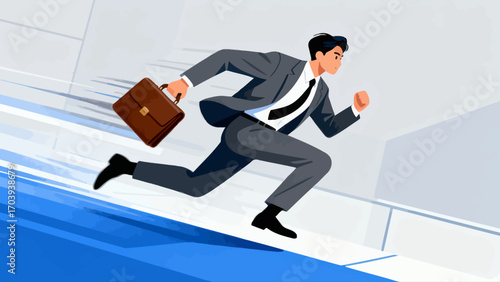 Business figures are running forward and sprinting, hand-drawn vector illustrations.