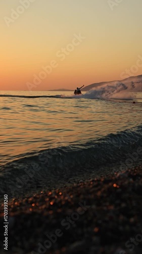 The silhouette of a gyro scooter floating in the sunset. A journey.