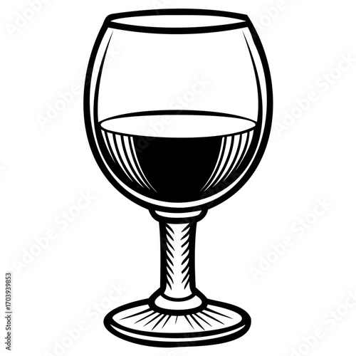 Illustration of a wine glass with red wine, showcasing a simple yet elegant design suitable for various creative projects