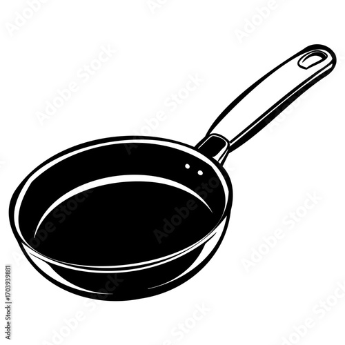 Illustration of a frying pan, perfect for culinary themes, kitchenware designs, or cookingrelated projects, simple and clean style