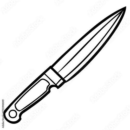 Illustration of a sharp knife, featuring a pointed blade and a comfortable handle, perfect for culinary or outdoorthemed designs