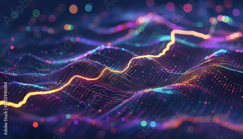 wave of particles in a futuristic abstract background. dynamic 3d .wave .