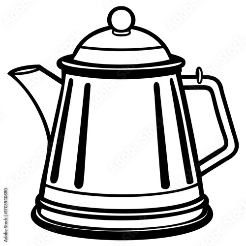 Illustration of a vintage coffee pot, showcasing its classic design and functionality for brewing and serving coffee