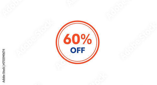 Sixty Percent Off Promotional Circle Banner for Advertising and Marketing Campaigns