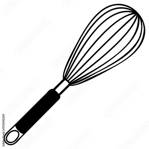 Wire whisk, a kitchen utensil used for blending ingredients smoothly, creating light and airy mixtures, and incorporating air into recipes