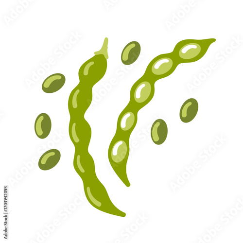 Green beans vector illustration crisp, glossy pods with subtle shading, bright and clean edges for a fresh, modern look.