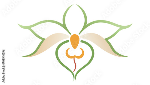 Green and Beige Ghost Orchid Vector Icon Soft Color Gradient