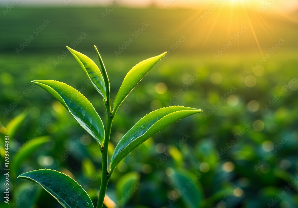 Fototapeta premium Golden Morning Tea Leaves