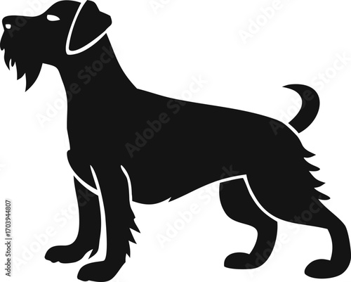 Black terrier dog silhouette white
