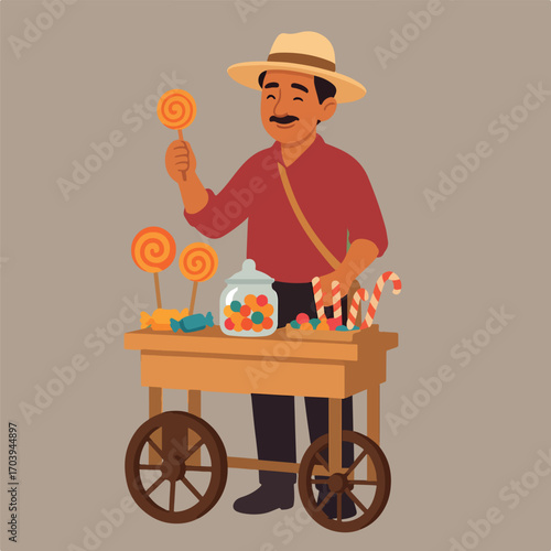Candy Seller with Traditional Hat