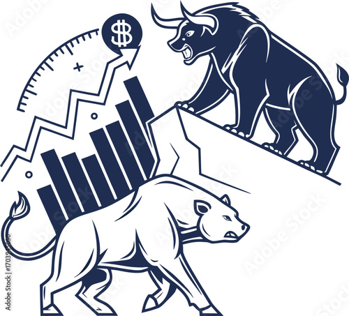 Bull and Bear market symbols finance stock