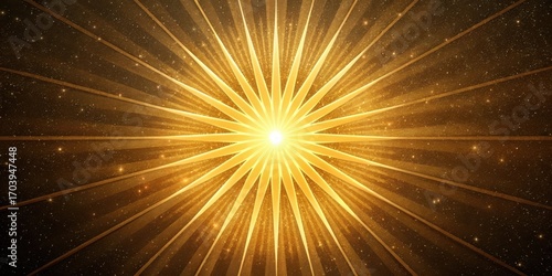 A radiant golden starburst against a dark starry background with bright light