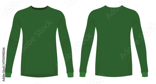 Long sleeve green t shirt. vector illustration	