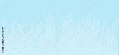 Pale azure backdrop showcases delicate, textured shapes reminiscent of frosty branches and ethereal vegetation, creating a serene, almost translucent, abstract scene of winter's embrace
