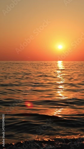A bright sunset on the sea.