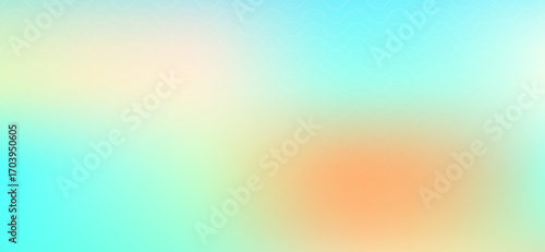 Subtle gradient of turquoise, green, yellow and peach seamlessly blends, creating a tranquil and soft background with an unobtrusive repeating wave pattern at the very top edge