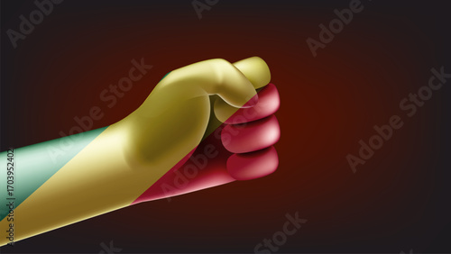 Fist with flag of Congo. 3d vector illustration