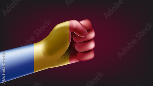 Fist with flag of Chad. 3d vector illustration