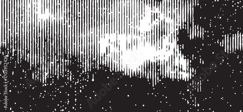 Bold abstract background featuring vertical white lines with scattered dots on a black backdrop. Ideal for striking designs, digital art, and creative visuals