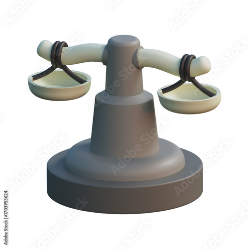 3D Model Balanced Scales of Justice - Symbol of Equality, Law, and Fairness