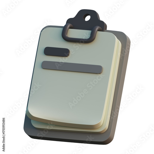 3D rendering of a clipboard, a tool for organization and note-taking, perfect for business, education, and project management with details