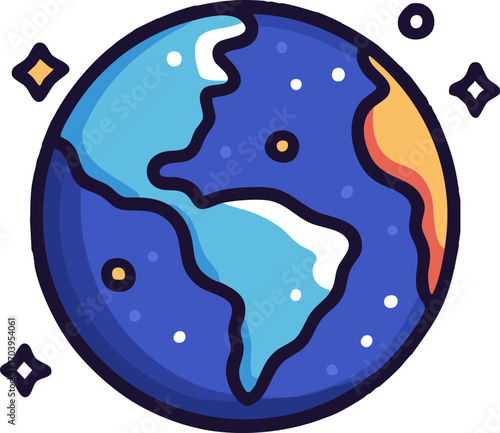 Flat World Planet Digital Artwork