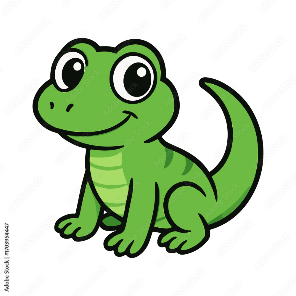Naklejka premium Cartoon lizard reptile character illustration