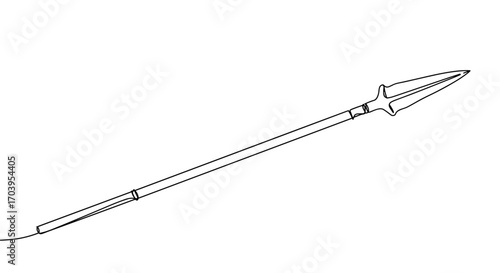 Javelin spear in line art style on a white background