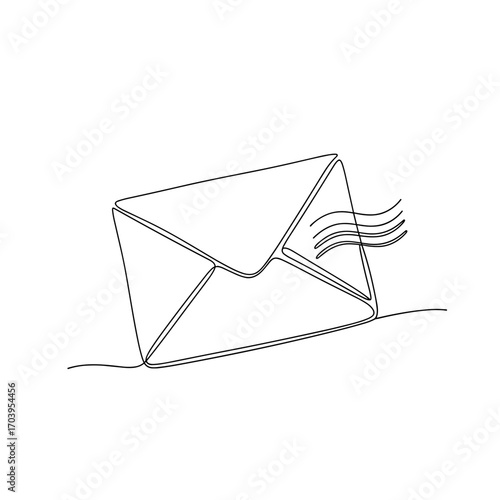 Line Art illustration of an envelope with motion lines for mail