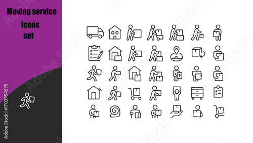 Moving service icons set