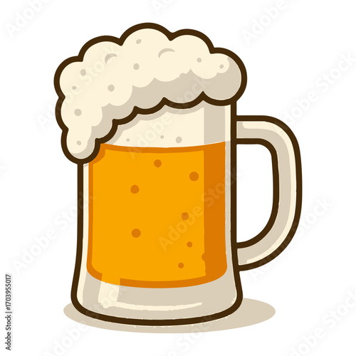 Beer Mug with Foam Vector Illustration