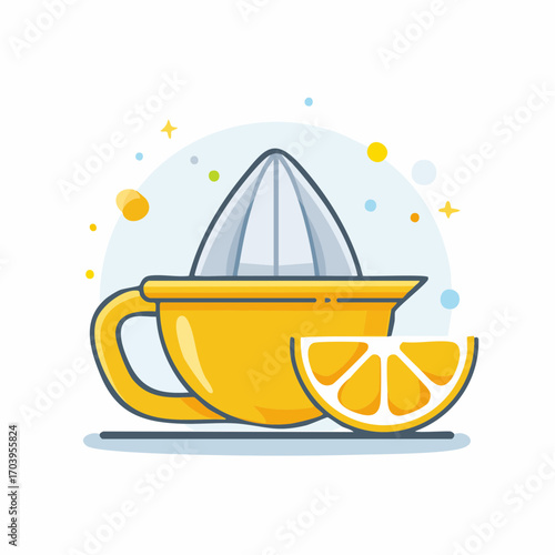 Yellow Citrus Juicer With Fresh Orange Slice