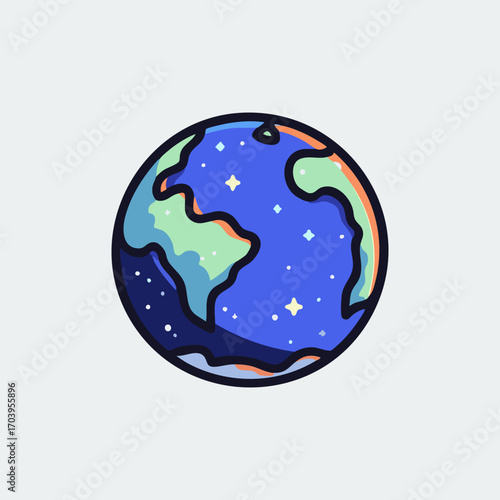 Earth Planet Icon Flat Illustration