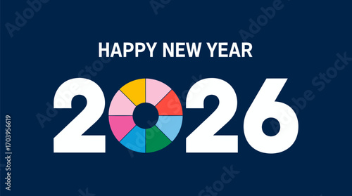 Happy new year 2026 celebration holiday festive greeting card