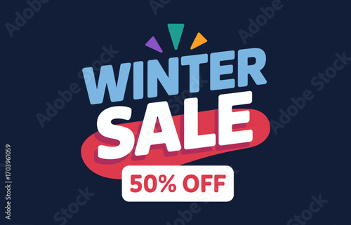 Winter sale fifty percent off seasonal discount promotion