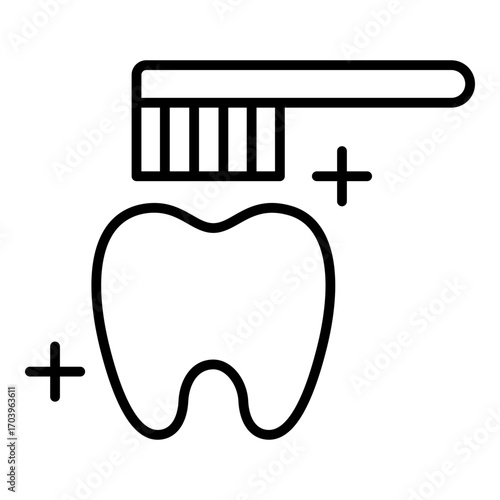 Brush teeth icon. Vector line icon