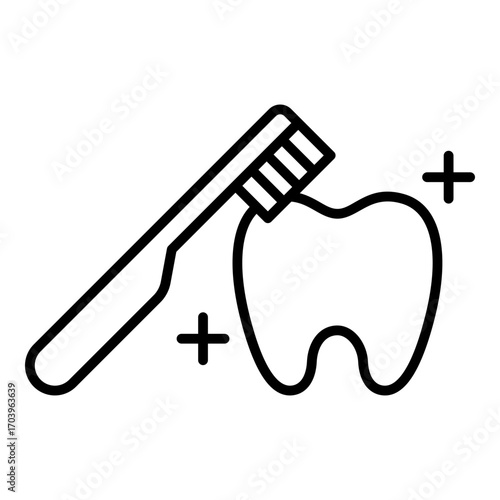 Brush teeth icon. Vector line icon