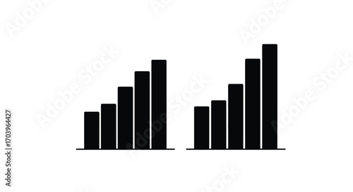 Rising bar chart data visualization showing upward trends and financial growth vector