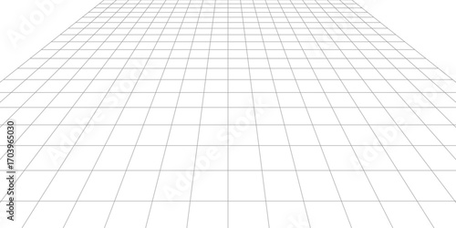 Vector perspective grid. Detailed lines on white background.