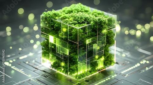 Future cubes, digital data streams and plants. Integration of technology and ecology. Environment, Society and governance