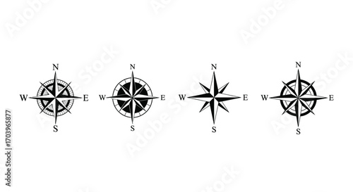 Vintage compass rose collection nautical navigation symbols for adventure and exploration vector