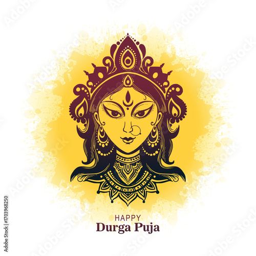 Happy durga puja festival greeting background design template