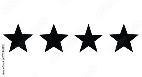 Four black stars rating symbol hand drawn doodle style graphic element vector