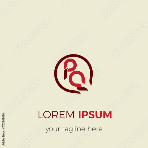 Simple modern logo design with isolated initials PQ letters