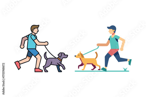 people walking dogs outdoors in park silhouette